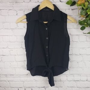 LOVE CULTURE Sleeveless Button Top with Tie Size S
